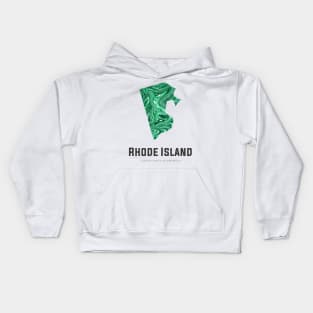 Rhode Island state map abstract green Kids Hoodie